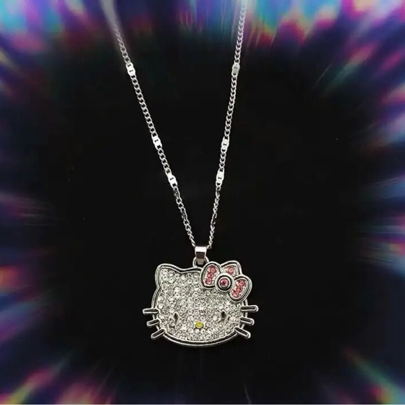 Hello Kitty Necklace w/Rhnestones - Picture 3 of 3
